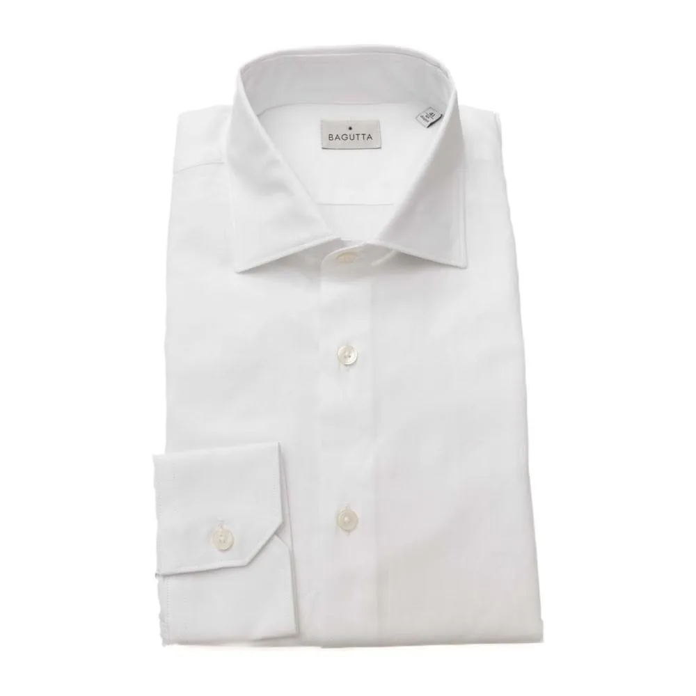 Bagutta Elegant White Cotton French Collar Shirt