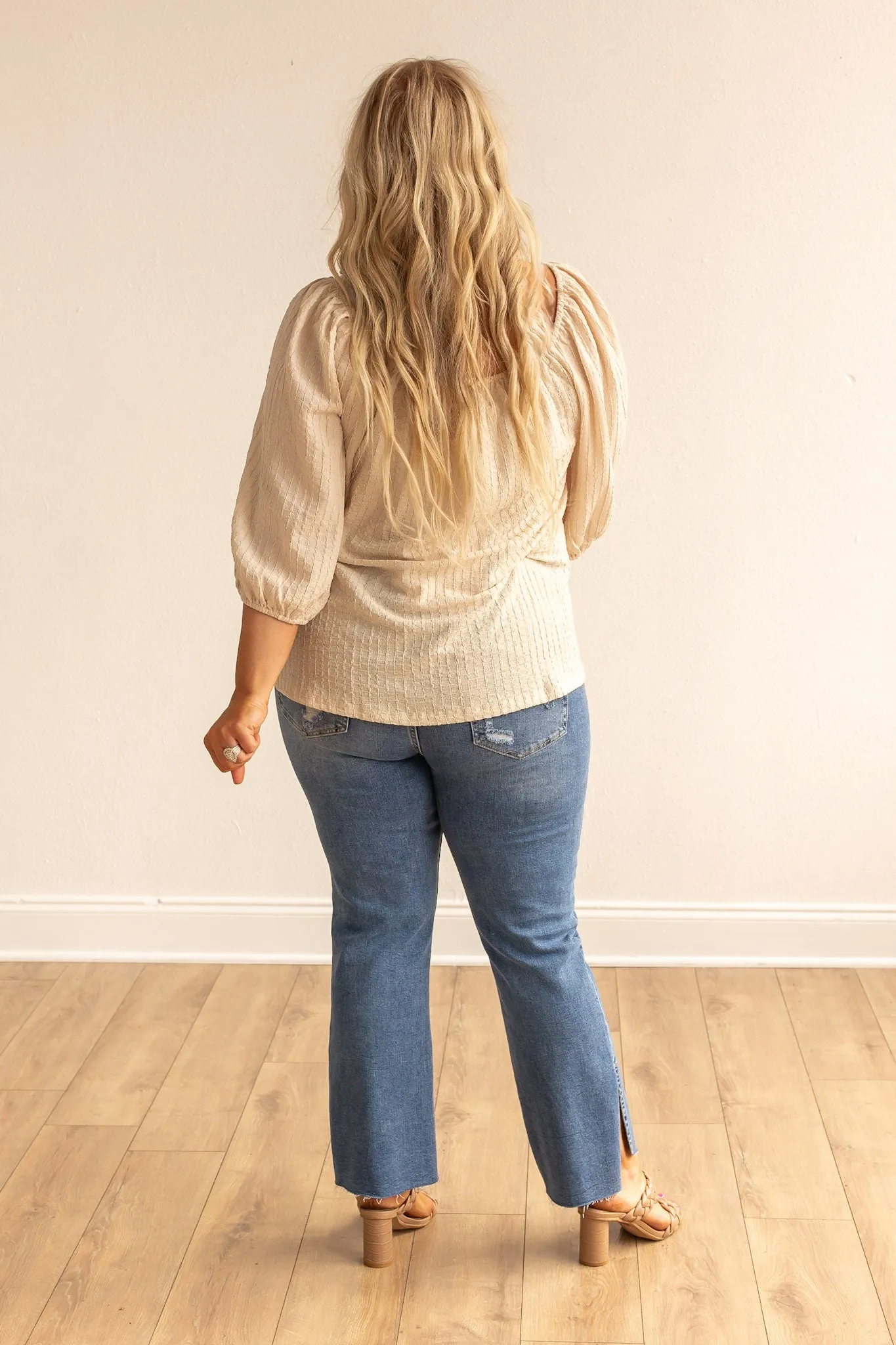 Beige Breeze Elegance Off the Shoulder Top