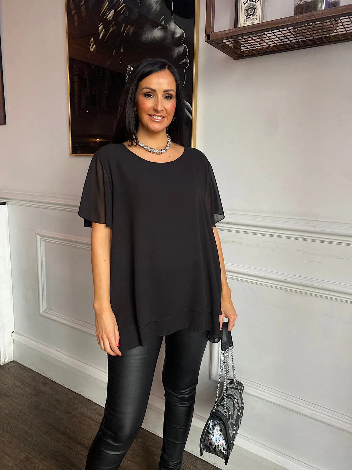 Black Layered Chiffon Blouse Gail