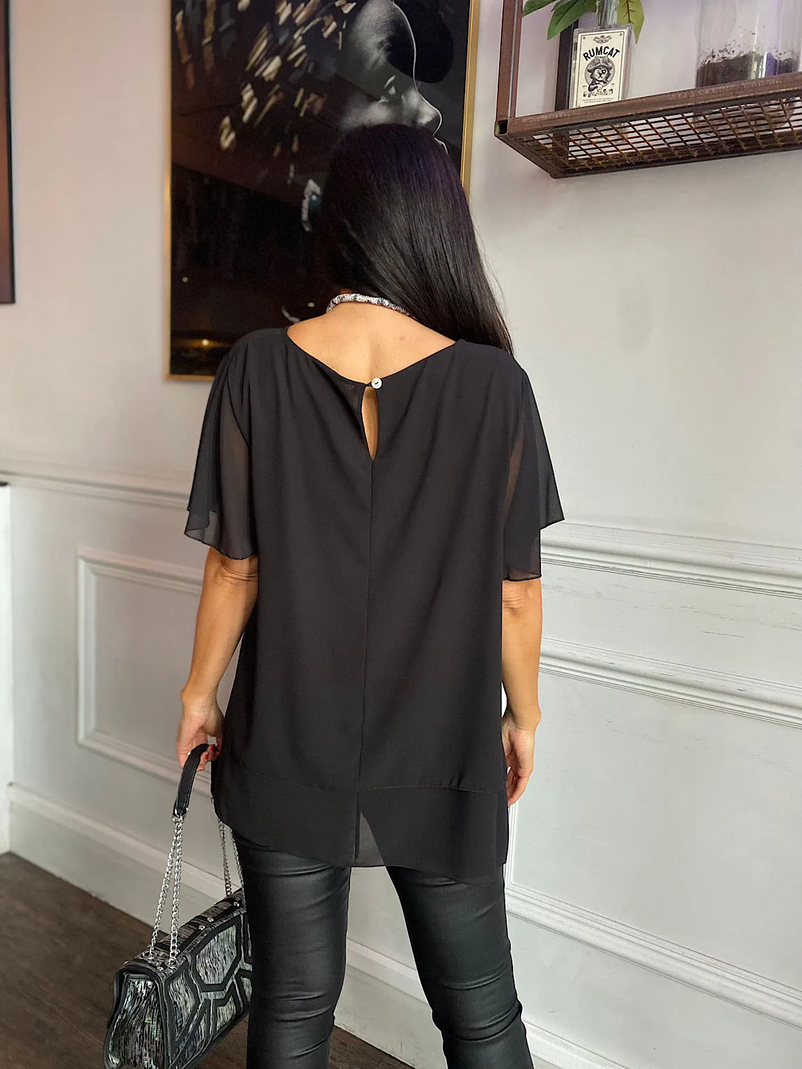 Black Layered Chiffon Blouse Gail