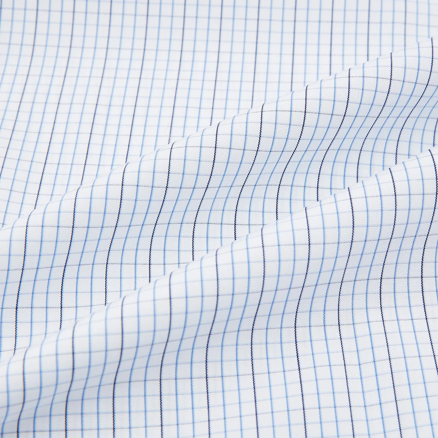 Blue Grid Check Mayfair Shirt with Contrast T&A Collar and Cuffs