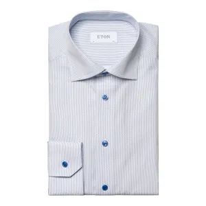 Blue Micro Print Signature Poplin Slim Fit Shirt