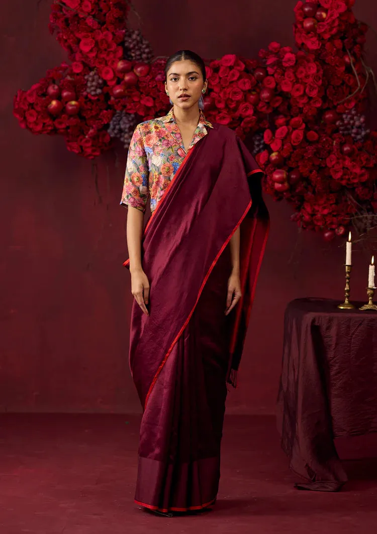 Bold Allure Burgundy Saree