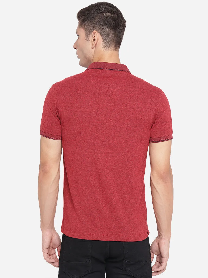 Brick Red Solid Slim Fit Polo T-Shirt | Greenfibre