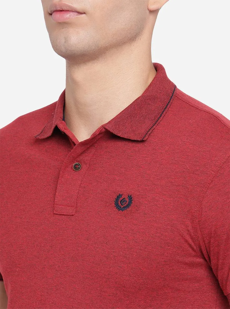 Brick Red Solid Slim Fit Polo T-Shirt | Greenfibre