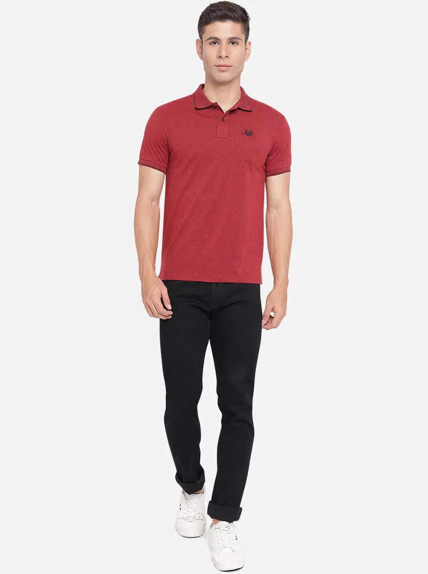 Brick Red Solid Slim Fit Polo T-Shirt | Greenfibre