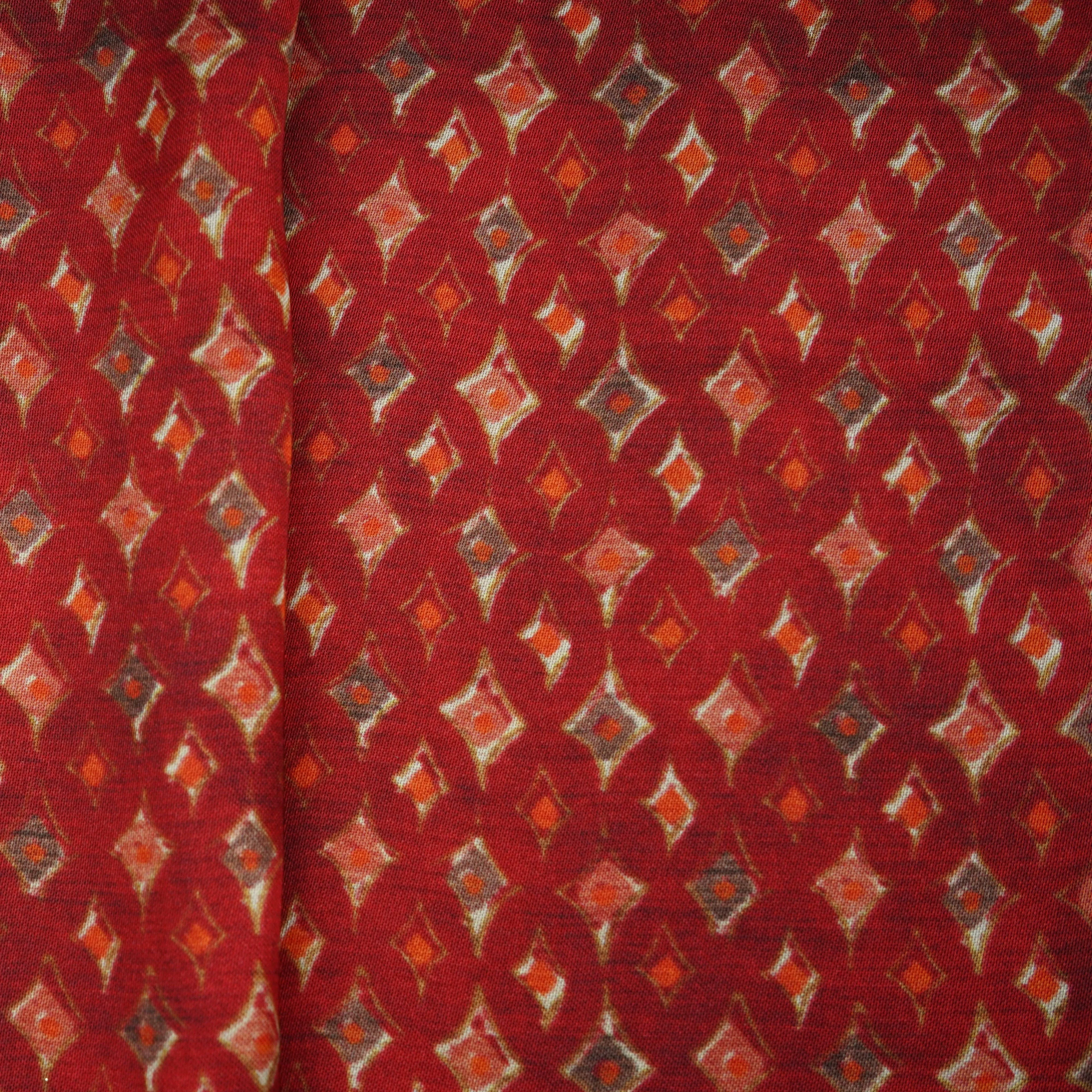 Brown Geometrical Print Bemberg Gajji Silk 20961