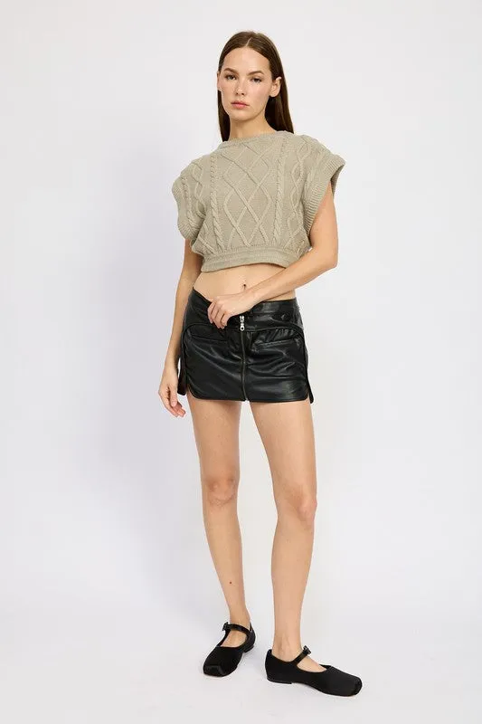 Cable Knit Cropped Vest Top