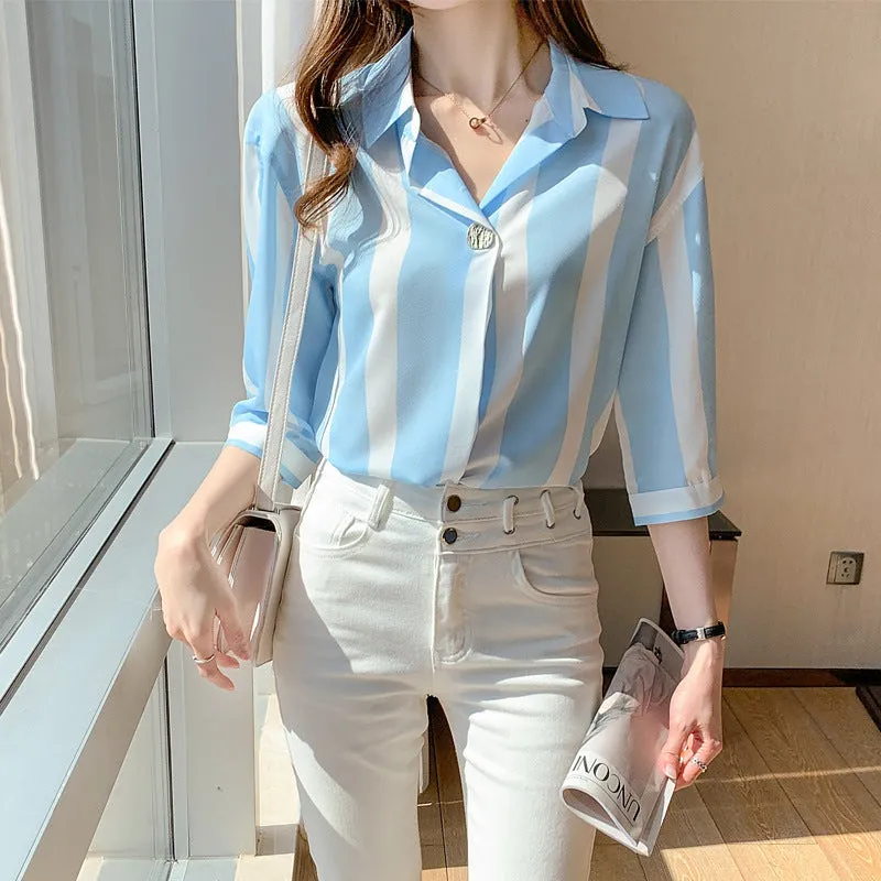 Chiffon striped Shirt women