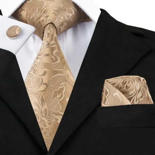 Classy Men 24k Gold Floral Silk Tie