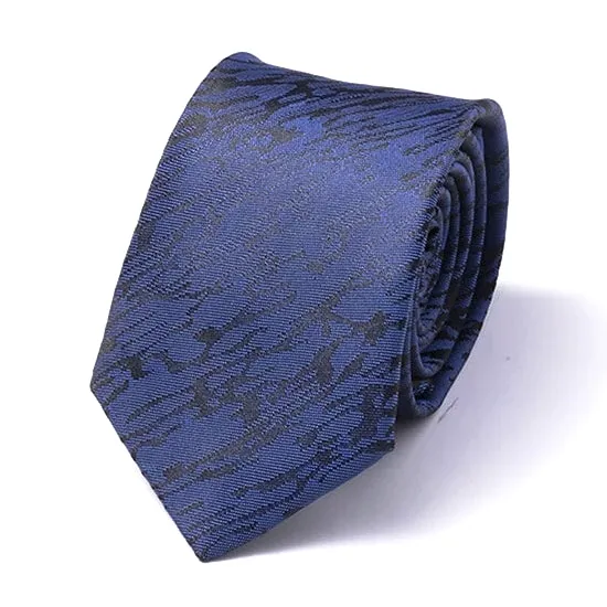 Classy Men Blue Black Silk Skinny Tie