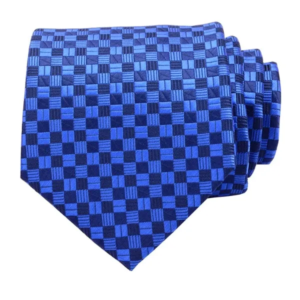 Classy Men Blue Checkered Silk Necktie