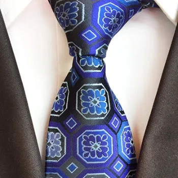 Classy Men Formal Blue Squared Silk Necktie