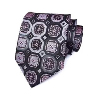 Classy Men Formal Silver Squared Silk Necktie