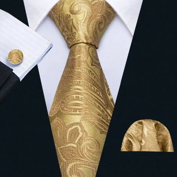 Classy Men Gold Paisley Silk Tie