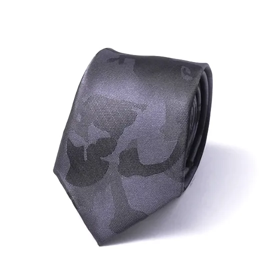 Classy Men Grey Camouflage Silk Skinny Tie