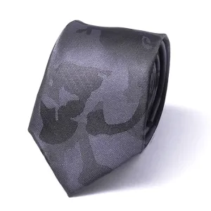 Classy Men Grey Camouflage Silk Skinny Tie