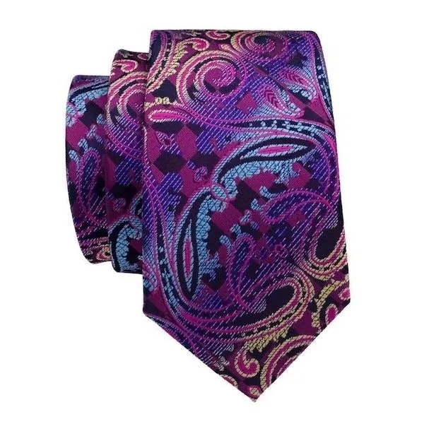 Classy Men Violet Silk Paisley Tie