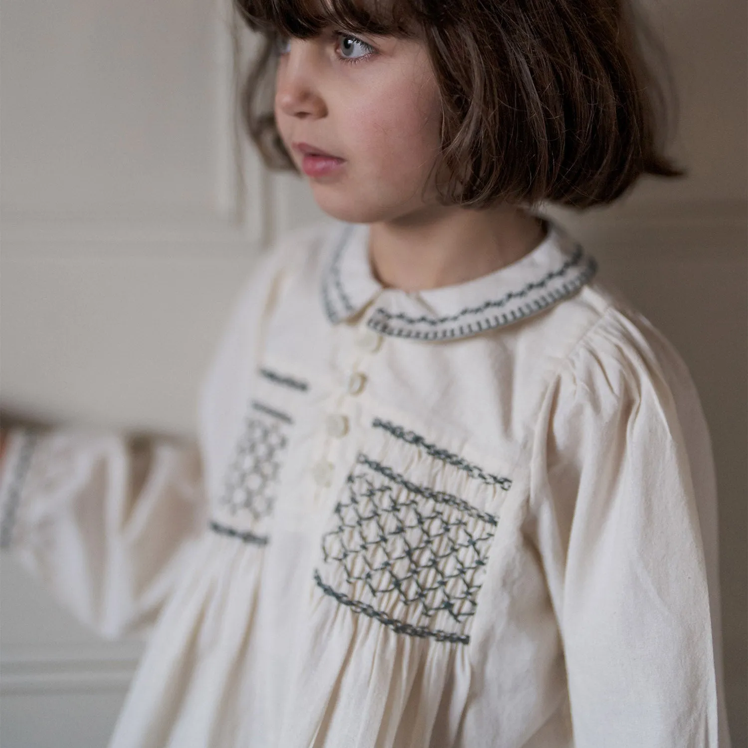 Cotton Gracie Smocked Blouse - Natural