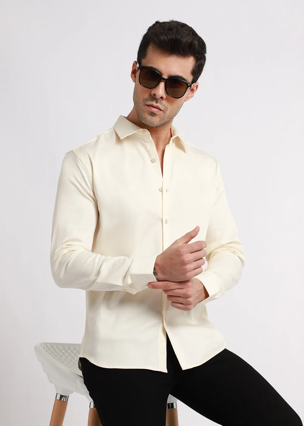 Cream Satin Shirt