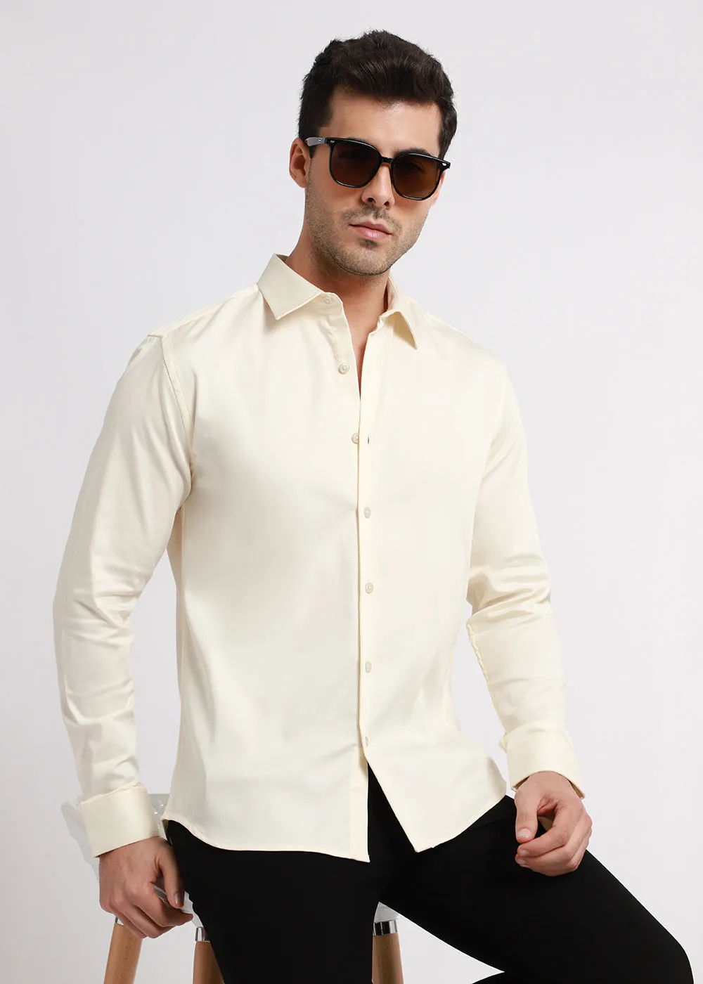 Cream Satin Shirt