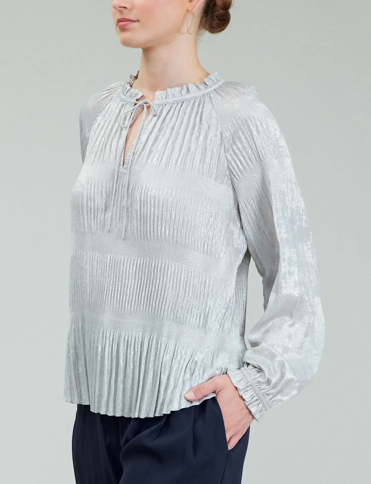 Current Air Ruffled Split Neck Blouse