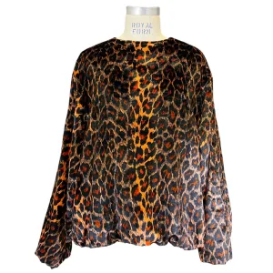 Dries Van Noten Black / Orange Leopard Printed Velvet Top