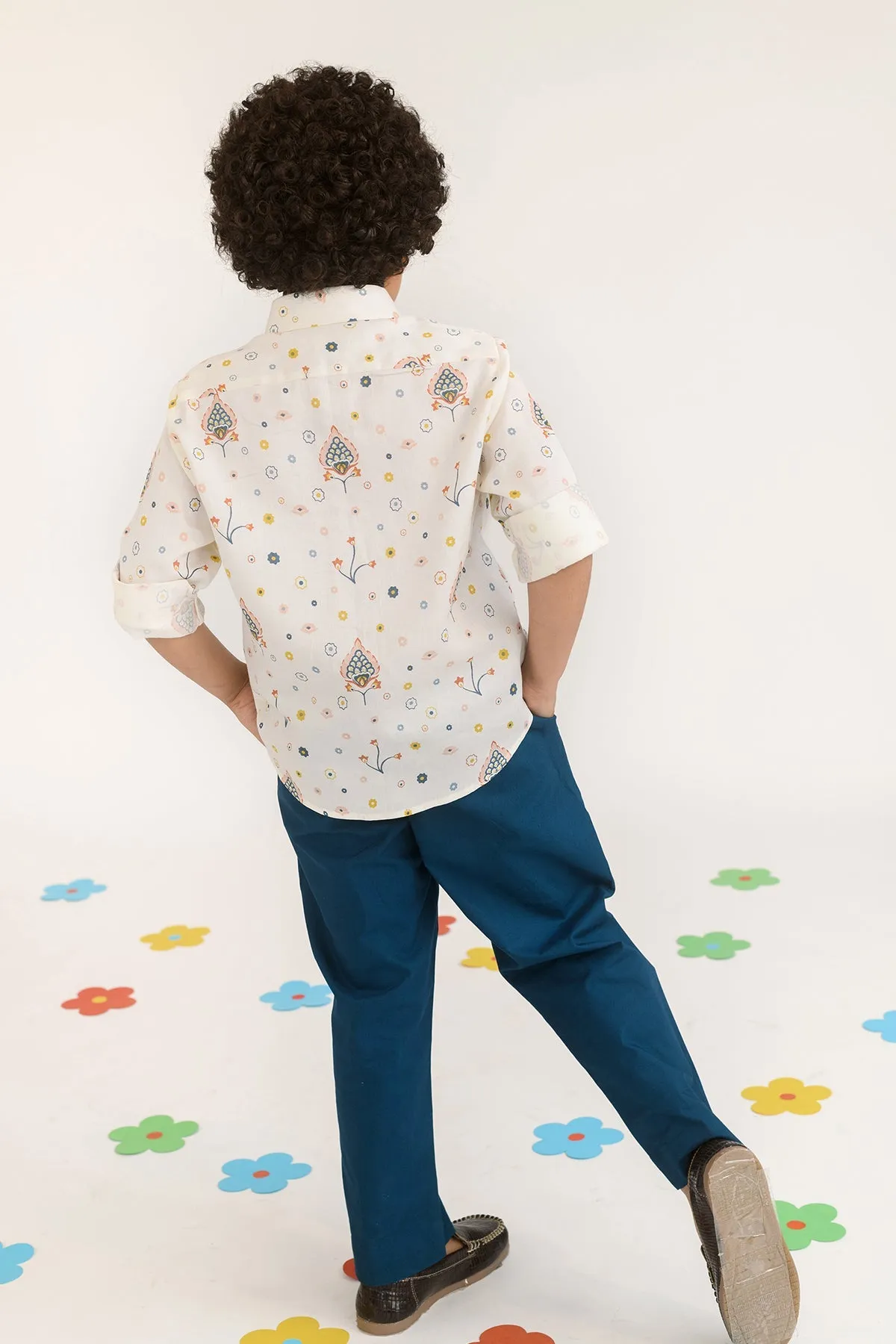 Dusk & Dew- Cotton Satin Printed Shirt For Boys