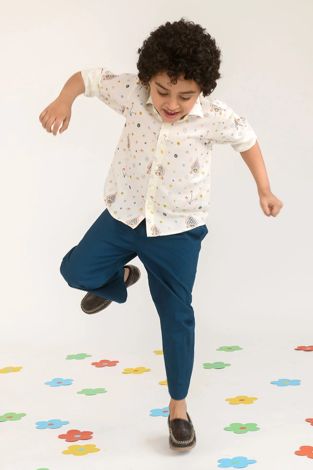 Dusk & Dew- Cotton Satin Printed Shirt For Boys