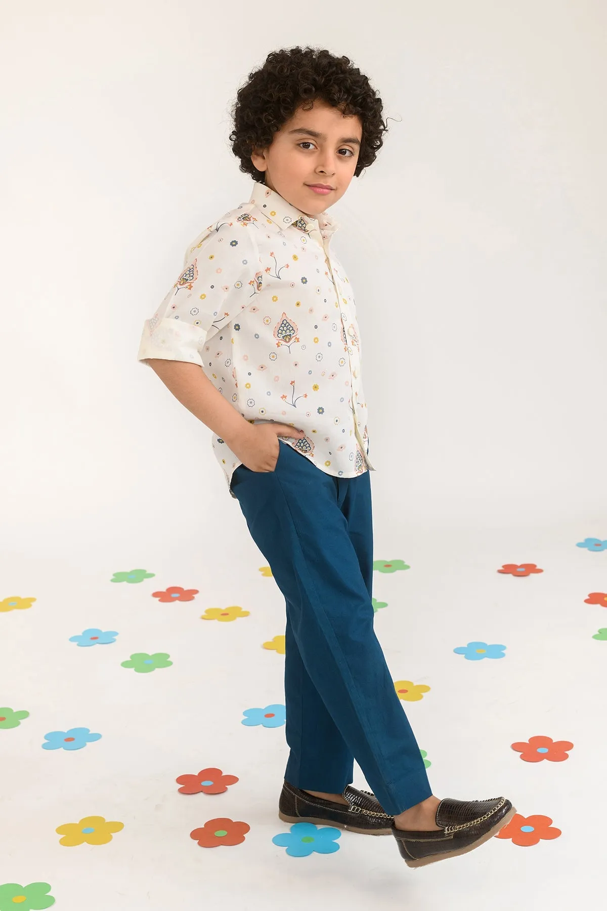 Dusk & Dew- Cotton Satin Printed Shirt For Boys