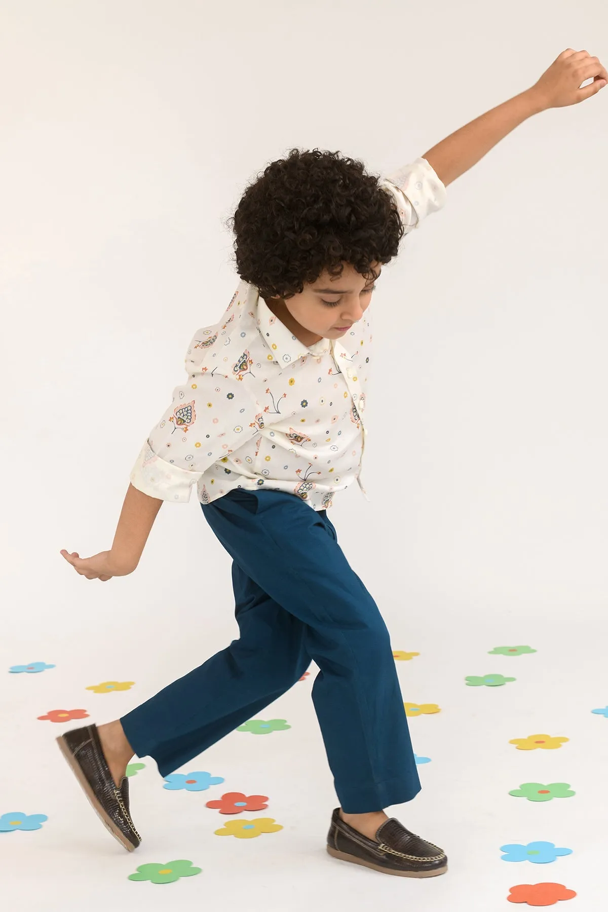 Dusk & Dew- Cotton Satin Printed Shirt For Boys