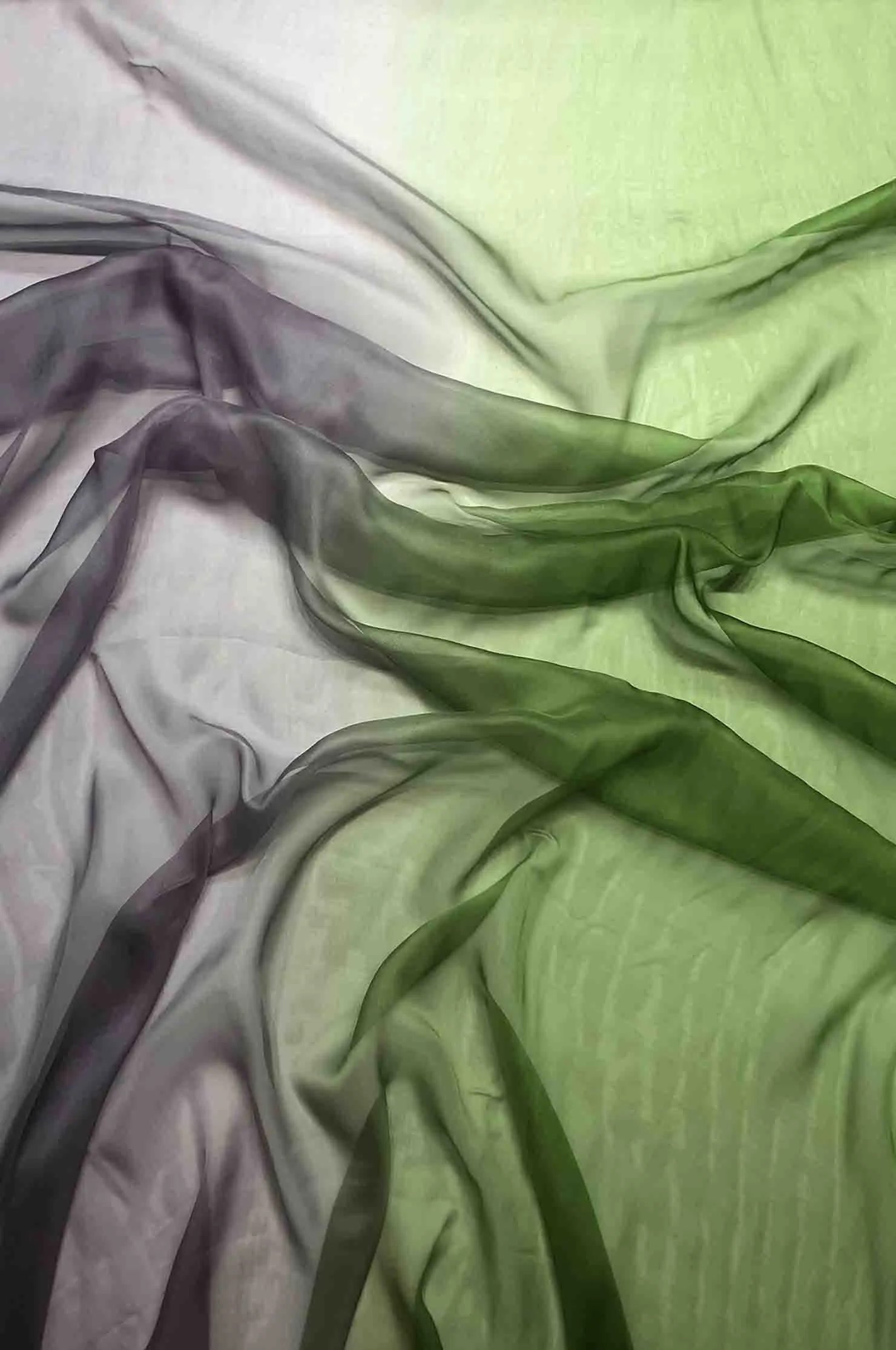 Dusk/Grass Green Ombre Silk Chiffon 2D-1013 Fabric