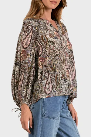 Elan Paisley Boho Blouse