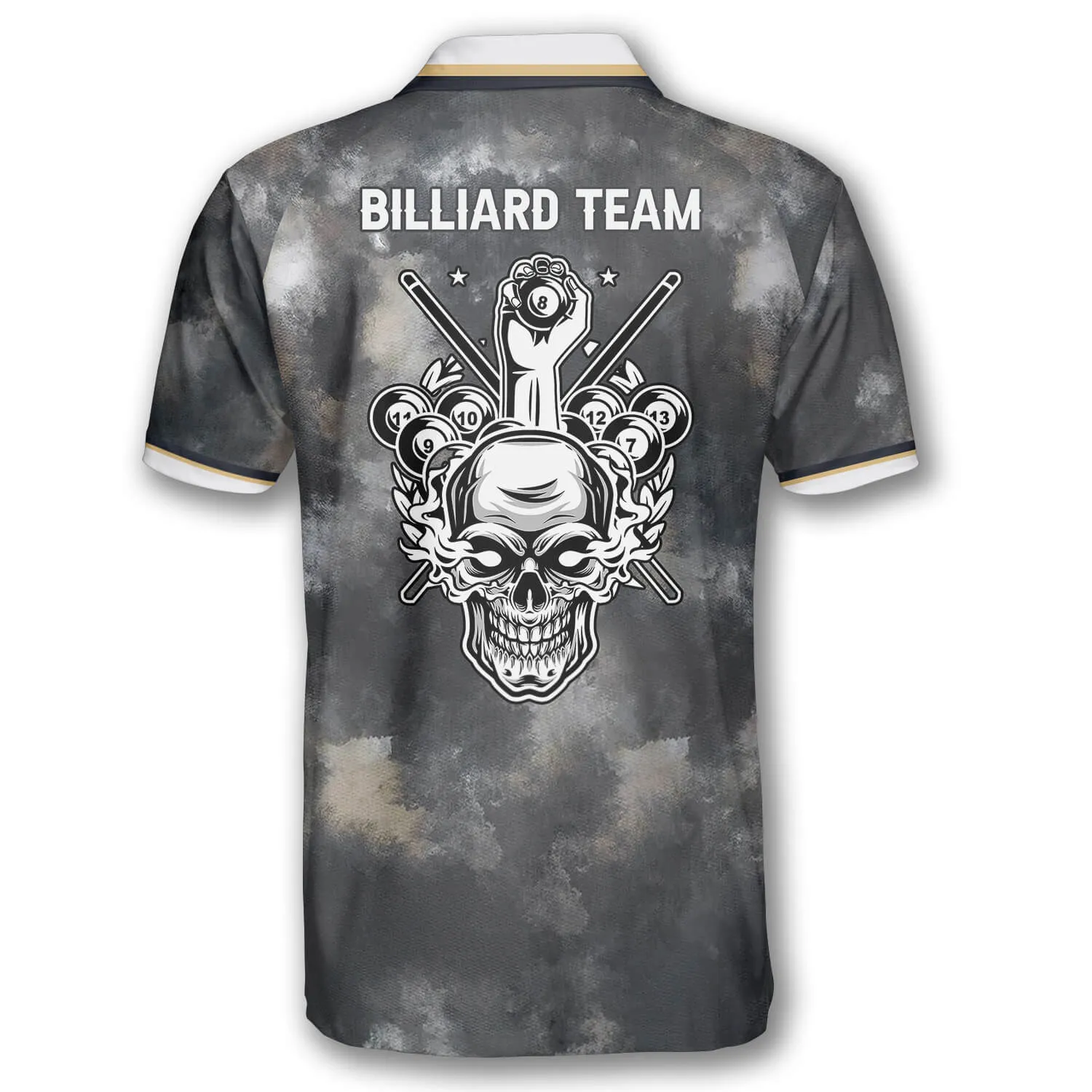 Faded Skull Custom Billiard Shirts for Men, Custom Billiard Shirts for Team, Billiard Polo Shirts