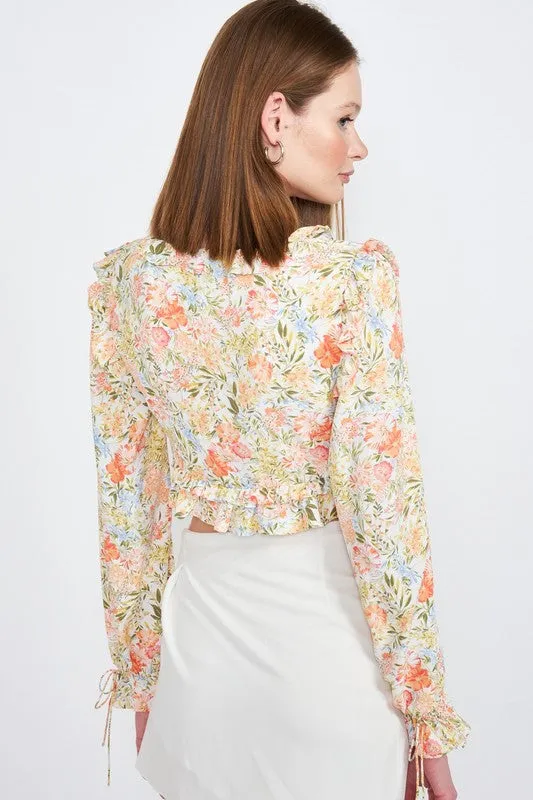 Floral Print Ruffle Top