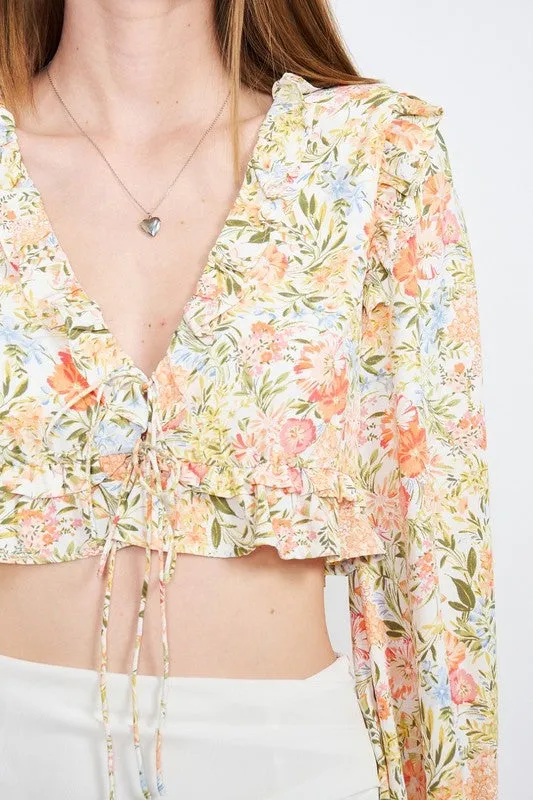 Floral Print Ruffle Top