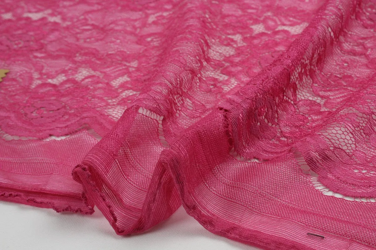 Fuchsia Polyester Lace - Floral