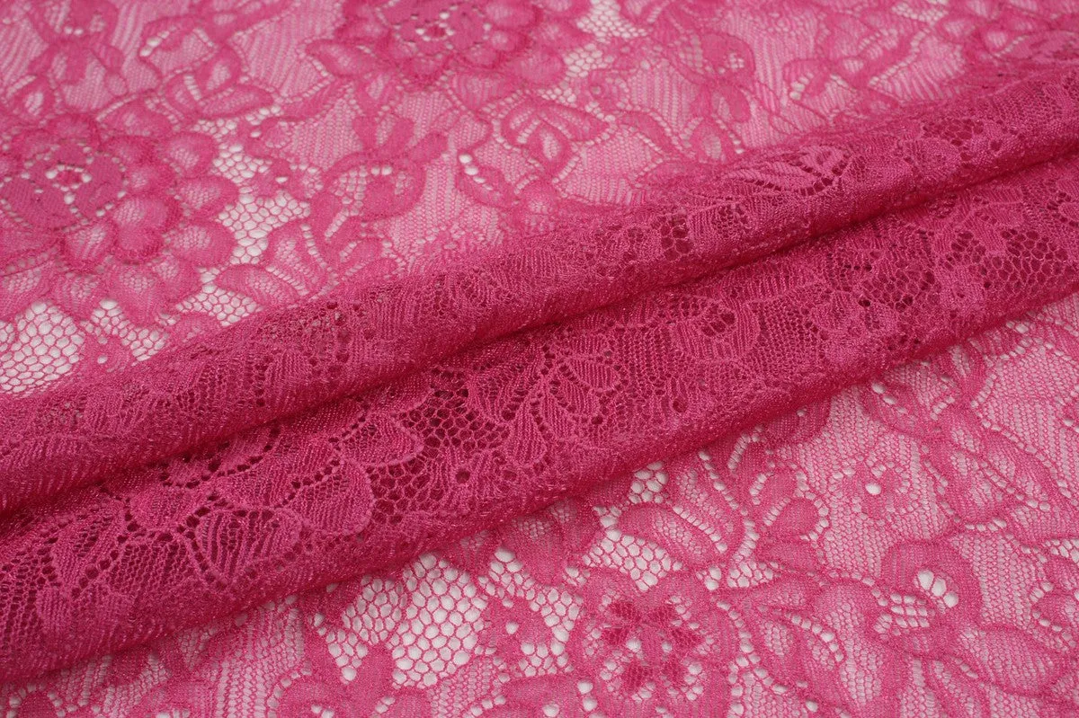 Fuchsia Polyester Lace - Floral