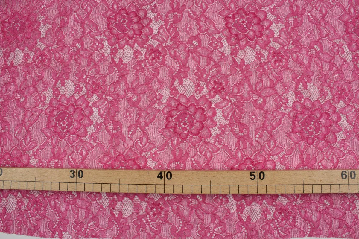 Fuchsia Polyester Lace - Floral