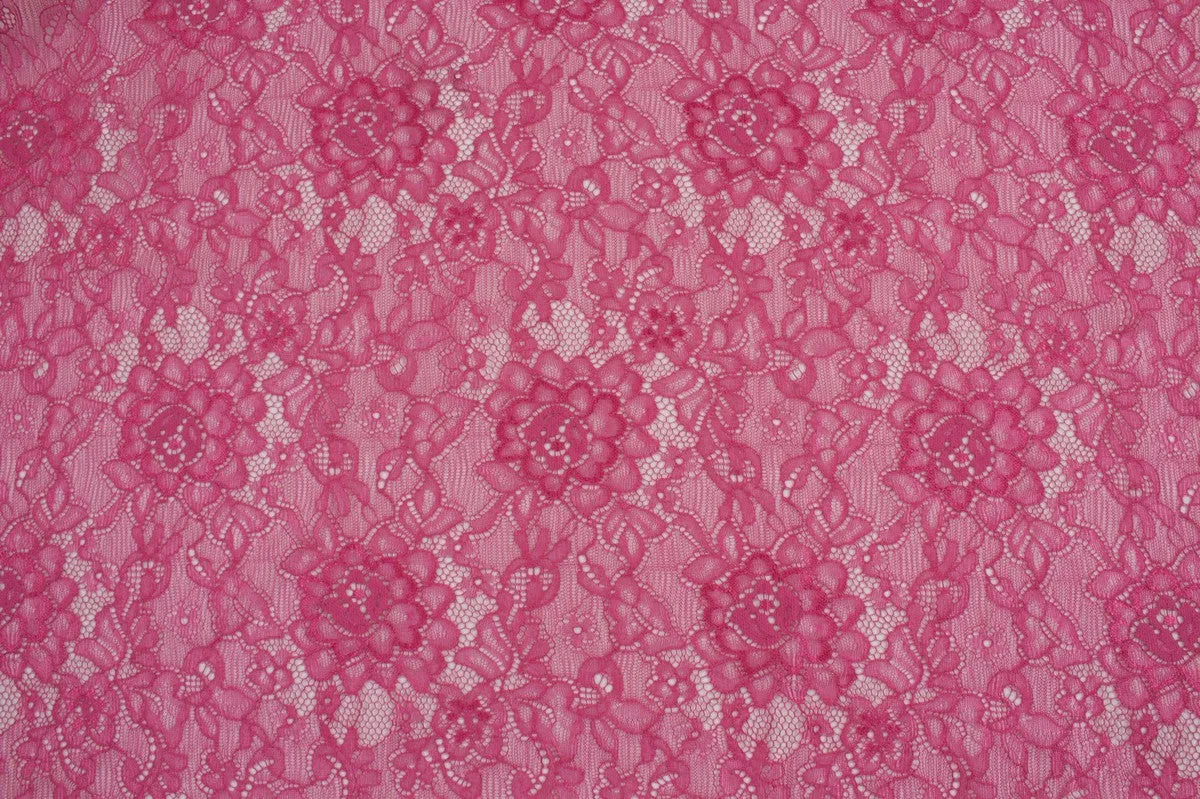 Fuchsia Polyester Lace - Floral