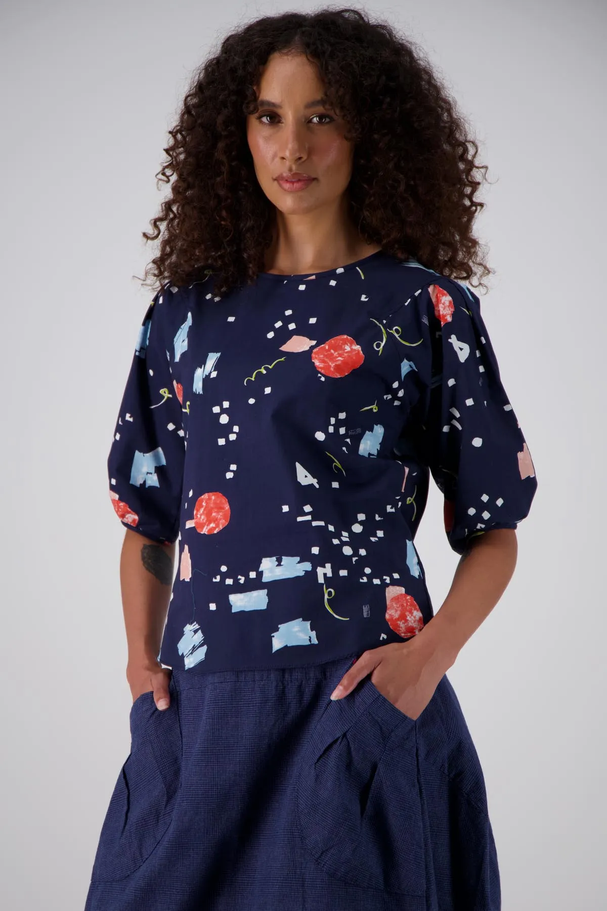 Galaxy Blouse Navy in Cotton