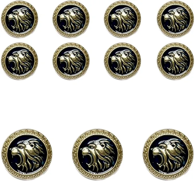 Golden Royal Roars Lion Abs Shank Buttons(8 Small   3 Big)