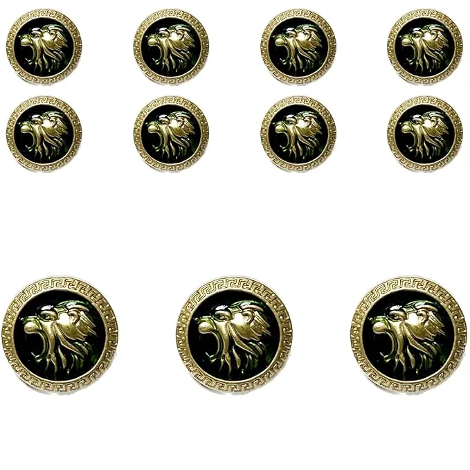 Golden Royal Roars Lion Abs Shank Buttons(8 Small   3 Big)