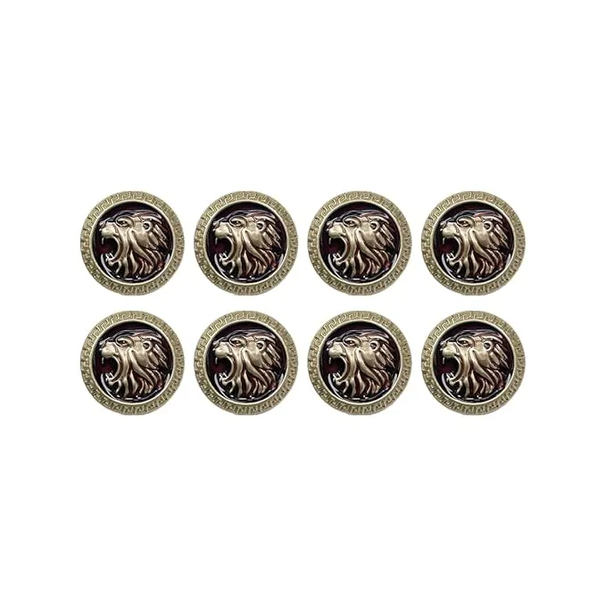 Golden Royal Roars Lion Abs Shank Buttons(Pack of 8 Buttons)