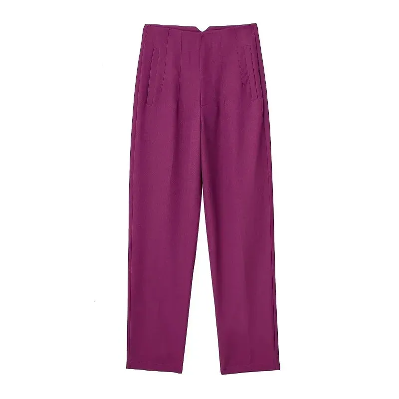 High Waist Formal Office Pants for Women - Slim Fit Pencil Trousers