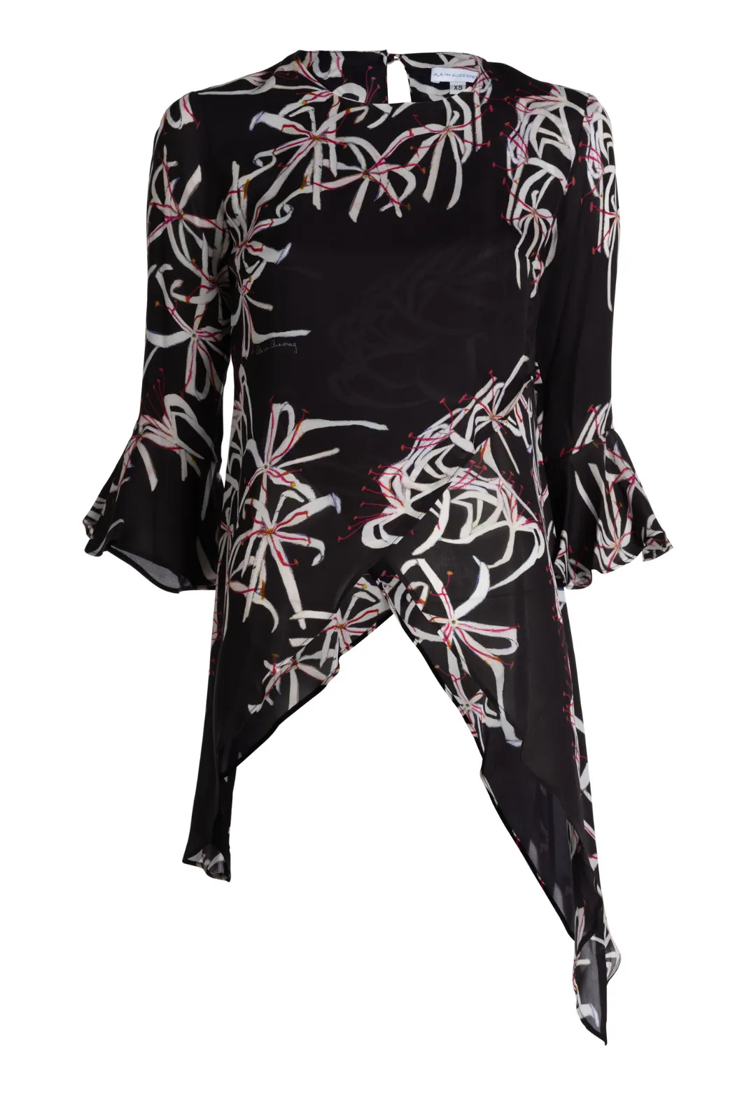 Kate Silk Blouse in Black Spider Lily