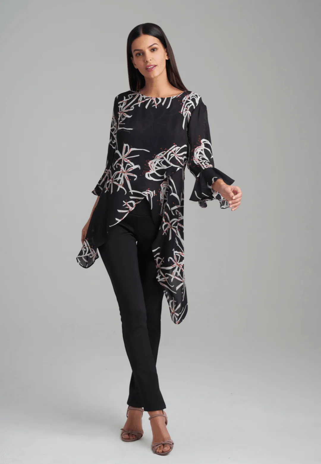 Kate Silk Blouse in Black Spider Lily