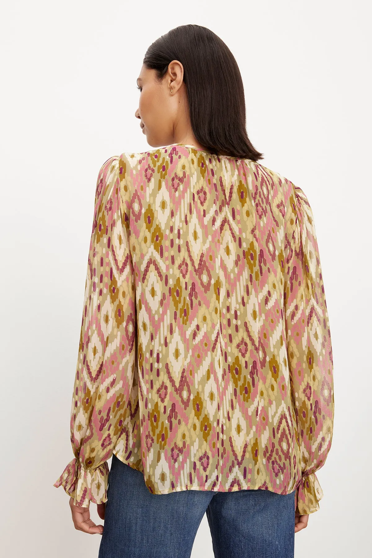 KATHY PRINTED V-NECK BLOUSE