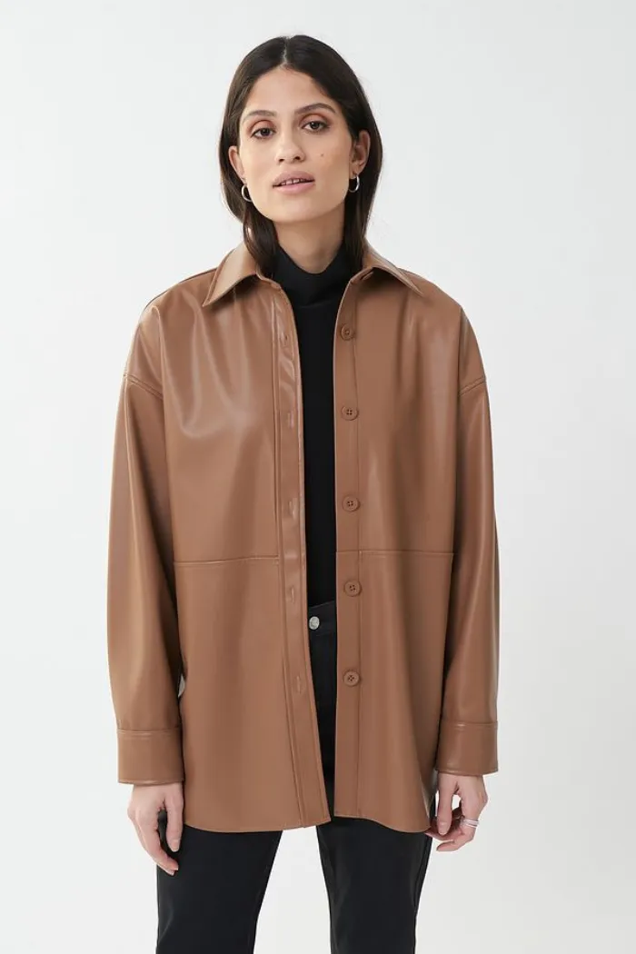 Leatherette Jacket Style Shirt