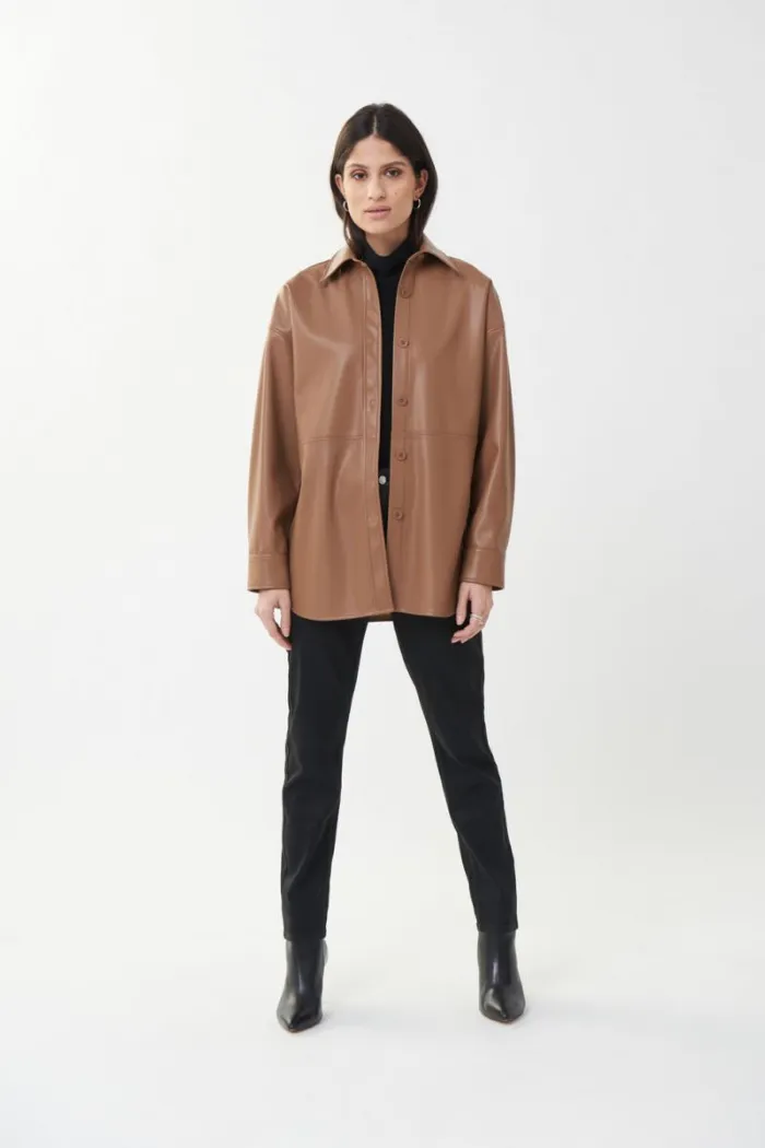 Leatherette Jacket Style Shirt